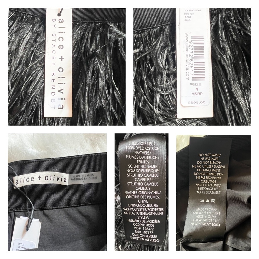 New! ALICE + OLIVIA Cina Ostrich Feather Mini Skirt - Picture 10 of 10